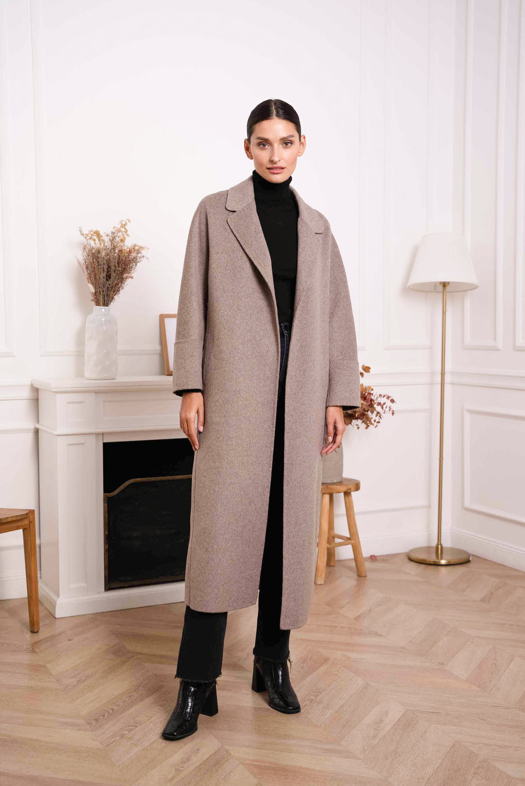 Wool Blend Brushed Coat Manteaux Taupe