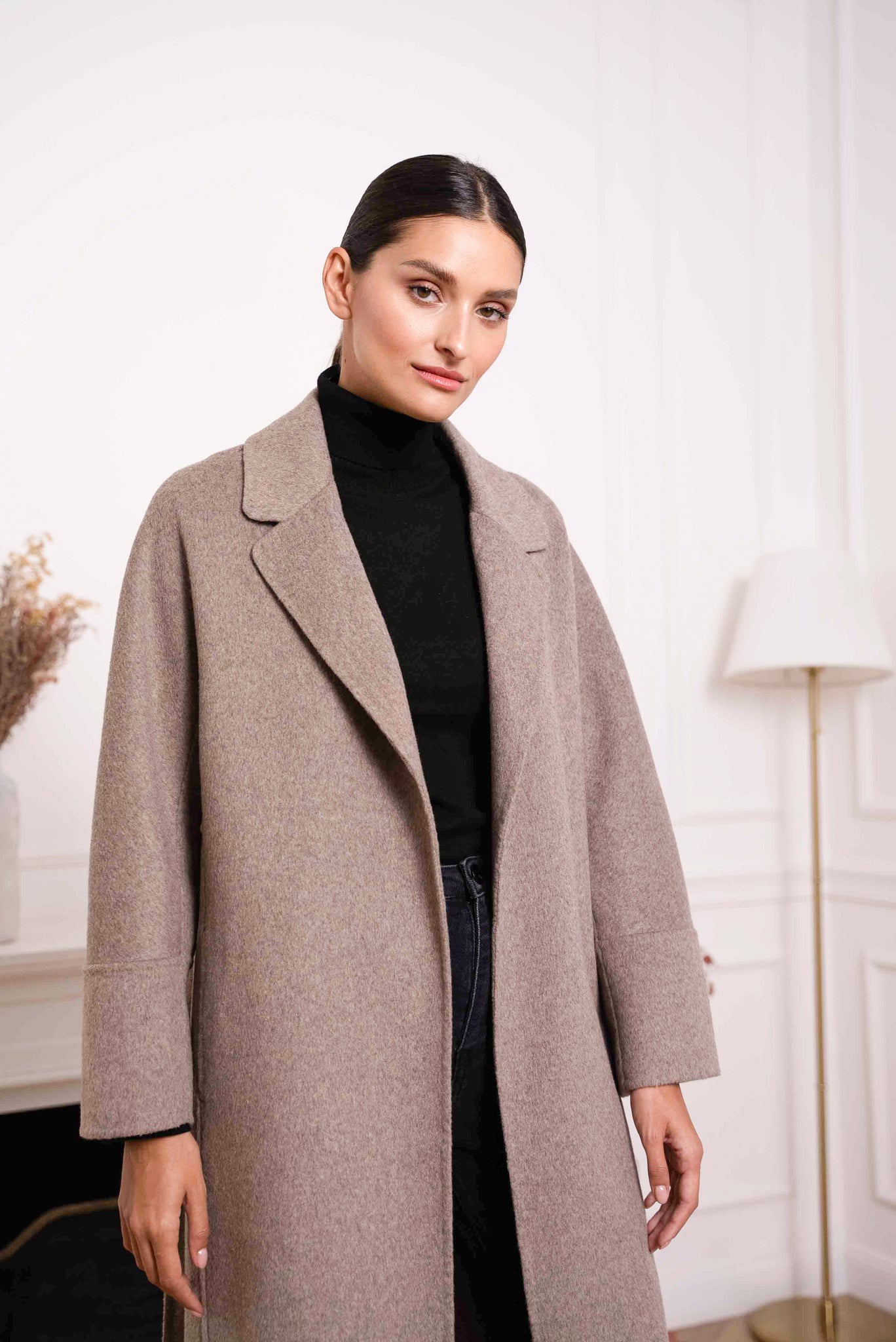 Wool Blend Brushed Coat Manteaux Taupe