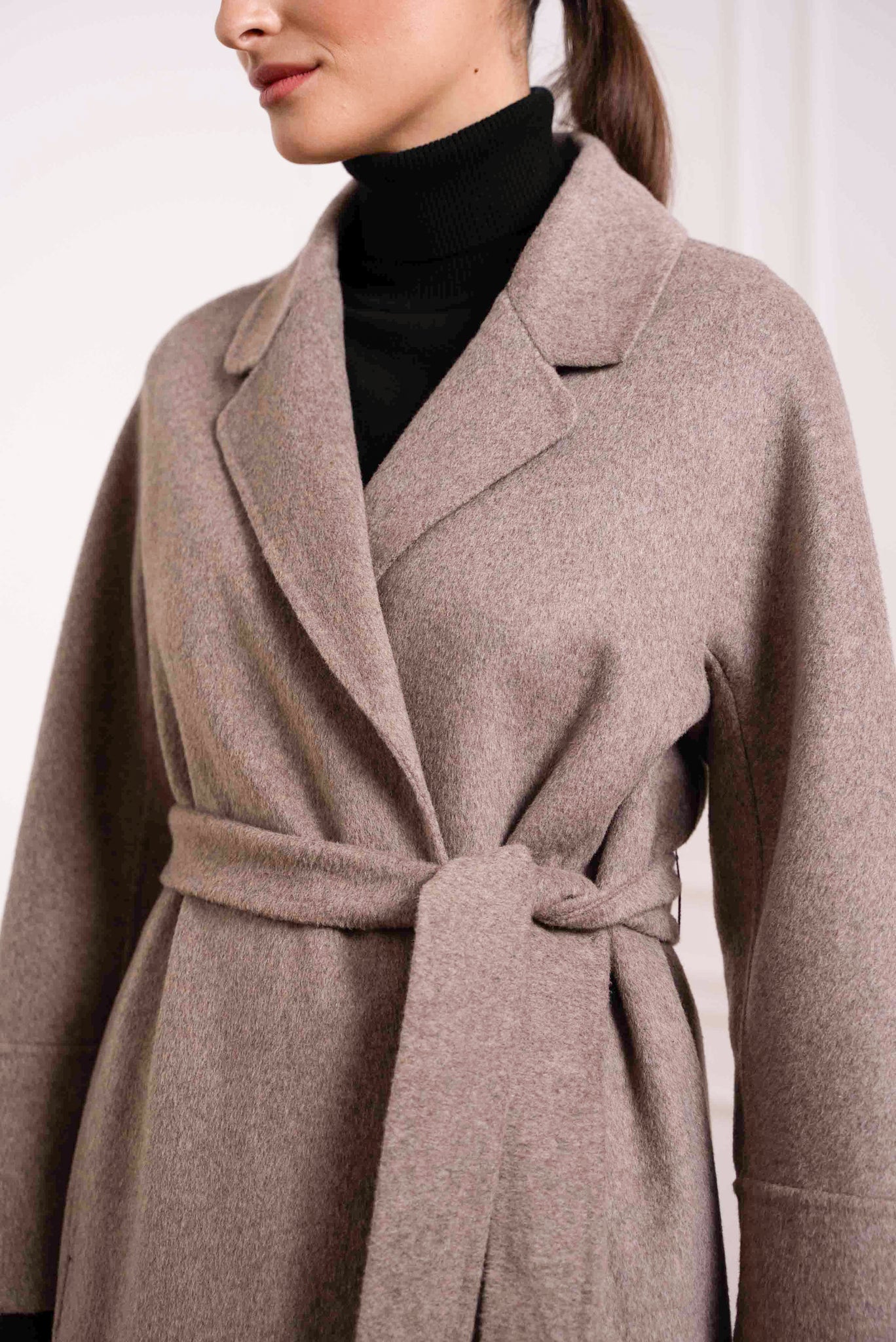 Wool Blend Brushed Coat Manteaux Taupe