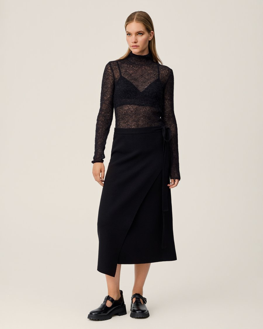 Knitted Black wrap skirt