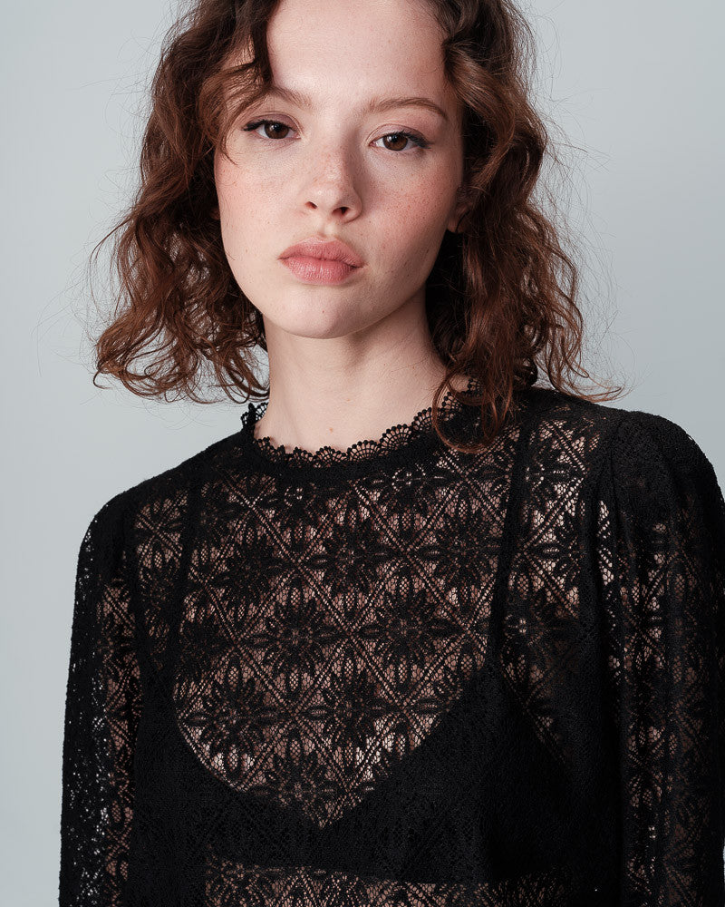 long-sleeved Lace black top